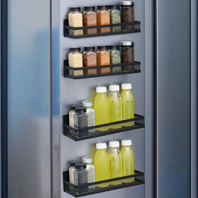 Magnetic Spice Rack for Refrigerator, Magnetic Shelf for, Fridge Magnet Organizer, Magnetic Fridge Shelf for Kitchen Organization and Storage (4 Pack)