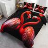 GKPLY Red Bird Bedding Comforters, Tropical Bird Duvet Cover, Animal Prints Comforter Set, Reversible Print Bedding Duvet Cover & 2 Pillowcases, Zipper & Ties, California King view 3
