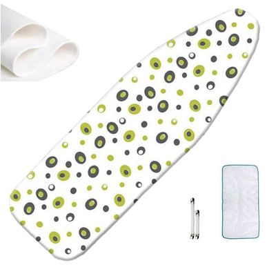 LARAKVEAKV Ironing Board Cover Pad Green Replacement Ironing Cover 15x48in 15x45in Iron Board Cover with Padding, Steam Ironing Board Protective Cover, Non Slip(Polka dots,122x38cm/48x15in)