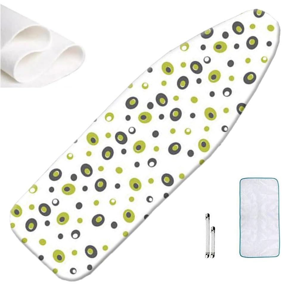 LARAKVEAKV Ironing Board Cover Pad Green Replacement Ironing Cover 15x48in 15x45in Iron Board Cover with Padding, Steam Ironing Board Protective Cover, Non Slip(Polka dots,122x38cm/48x15in)