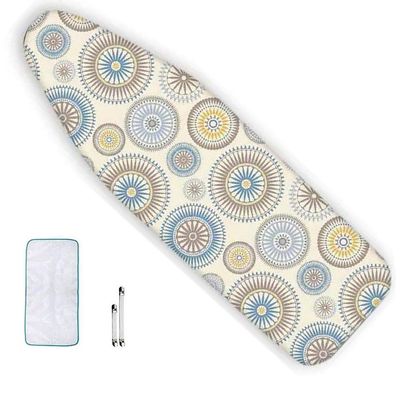 LARAKVEAKV Ironing Board Cover and Pad 35x12in 39x13in Iron Board Cover Standard Size Ironing Board Covers Drawstring Tightening Iron Covers with Fastener Strap(Natural,122x38cm/48x15in)