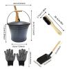 Ash Bucket Charcoal Bin for Fireplaces, Metal Pail with Lid, Heavy Duty Durability, Easy Carry Handle, Cleaning Tool Set, Fireplace Accessory for Cleaning Fire Pit Grill Indoor Outdoor, 12L view 2