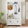 Hall Tree with Bench and Shoe Storage Modern, Mudroom Bench with Seating and Hooks, Mud Room Coat Rack Furniture, Farmhouse Entryway Hall Trees, 40.16inW,White view 1