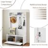 Hall Tree with Bench and Shoe Storage Modern, Mudroom Bench with Seating and Hooks, Mud Room Coat Rack Furniture, Farmhouse Entryway Hall Trees, 40.16inW,White view 3