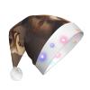 QASNLU cute Labrador Dog print Santa Hat Plush Light Up Funny Christmas Hat For skullcap Party Supplies Headwear view 1