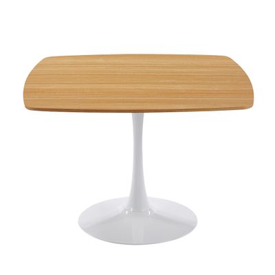 Eqsalisu 42 Inch Square Dining Table for 4-6 People, Mid-Century Modern Tulip Table with Sturdy Metal Pedestal Base, Oak MDF Tabletop for Kitchen, Breakfast, and Small Space Dining