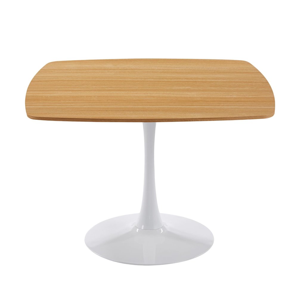 Eqsalisu 42 Inch Square Dining Table for 4-6 People, Mid-Century Modern Tulip Table with Sturdy Metal Pedestal Base, Oak MDF Tabletop for Kitchen, Breakfast, and Small Space Dining