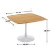 Eqsalisu 42 Inch Square Dining Table for 4-6 People, Mid-Century Modern Tulip Table with Sturdy Metal Pedestal Base, Oak MDF Tabletop for Kitchen, Breakfast, and Small Space Dining view 2