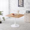 Eqsalisu 42 Inch Square Dining Table for 4-6 People, Mid-Century Modern Tulip Table with Sturdy Metal Pedestal Base, Oak MDF Tabletop for Kitchen, Breakfast, and Small Space Dining view 3