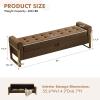 BaseBeauty 67" Storage Bench for Bedroom, King Size End of Bed Bench, Upholstered Storage Ottoman Bench with Golden Metal Legs, Bedroom Bench for Entryway, Brown view 2