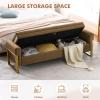 BaseBeauty 67" Storage Bench for Bedroom, King Size End of Bed Bench, Upholstered Storage Ottoman Bench with Golden Metal Legs, Bedroom Bench for Entryway, Brown view 3