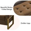 BaseBeauty 67" Storage Bench for Bedroom, King Size End of Bed Bench, Upholstered Storage Ottoman Bench with Golden Metal Legs, Bedroom Bench for Entryway, Brown view 4