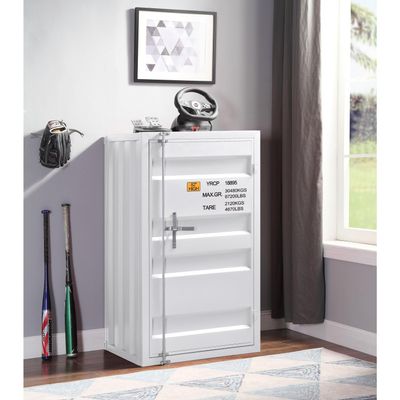 Cargo White Finish Chest - Metal White - Five Adjustable Shelves - Modern Storage Solution - Durable Industrial Design
