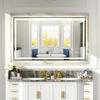 60x36 Black Silver Mirror with Dual LED Light Strips - Modern Bathroom Vanity Mirror view 1