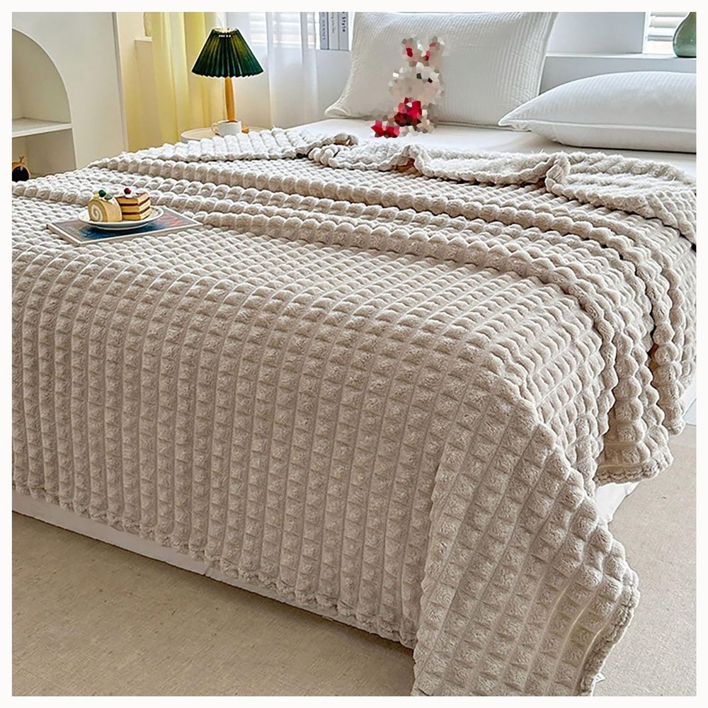 Large Blanket for Bed & Couch 39/59/70/78/90inch Ultra-Soft Faux Rabbit Fur Throw Blanket Fluffy Warm Blanket for All Season Use(G,78x90in)