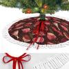 Steak Pattern Christmas Tree Skirt Round Trees Mat Cover for Party Ornaments Home Decor 122cm view 3