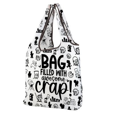 CMNIM Homer Family Reusable Shopping Bag TV Show Gifts for Bart Fans Lisa & Maggie Cartoon Characters Foldable Beach Tote Bag (251128 H Family F)