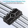 PWM & ARGB Fan Hub - 1 to 9 Port PC Fan Splitter Magnetic with Remote Black view 3