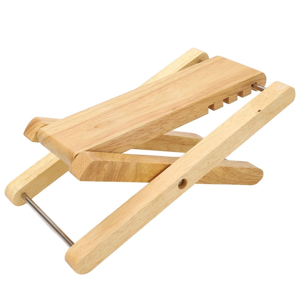 Bamboo Guitar Footstool, Adjustable Guitar Foot Rest Stool, 4 Position Height Foldable Portable Guitar Footstool for Performance Practice, Secure and Stable Design with Rivets for