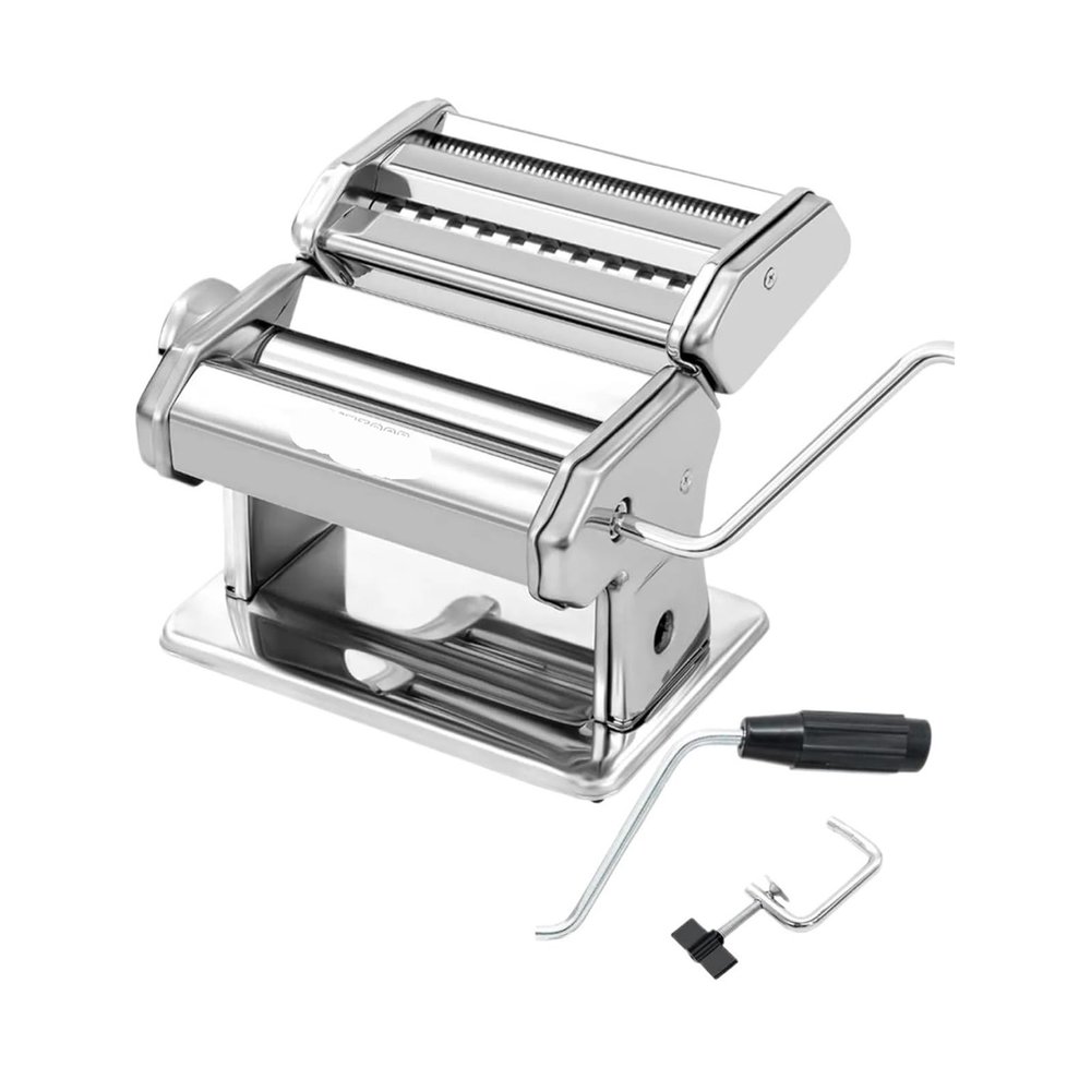 1pc Manual Pasta Roller Maker Set with Ravioli Attachment for Spaghetti, Fettuccine(Silver 2)