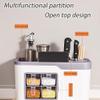 4-in-1 Multifunctional Kitchen Organizer - Seasoning Box with Spoon, Knife Holder & Brush Jar, 4 Cells Spice Storage for Cutlery, White Kitchen Essentials view 3