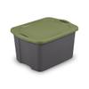 17.5 Gal. Carry Plastic Storage Bin, Full-Grip Handles, Gray/Green view 1