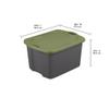 17.5 Gal. Carry Plastic Storage Bin, Full-Grip Handles, Gray/Green view 2