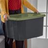 17.5 Gal. Carry Plastic Storage Bin, Full-Grip Handles, Gray/Green view 3