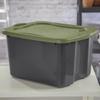 17.5 Gal. Carry Plastic Storage Bin, Full-Grip Handles, Gray/Green view 4