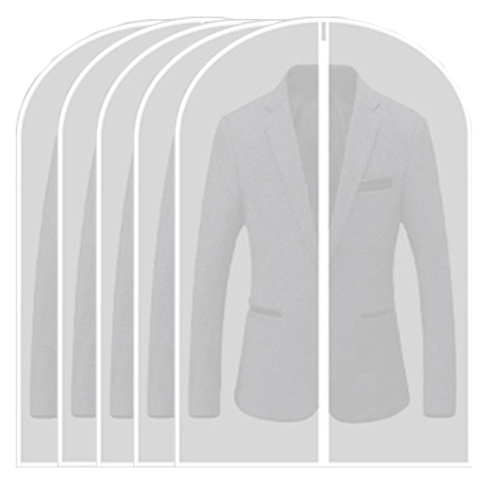 5 Pack 24" All Clear Garment Bags for Hanging Clothes, Clothes Cover for Closet Storage, Coat, Dress, Jacket, Shirt(60 * 100CM/24 * 39IN)