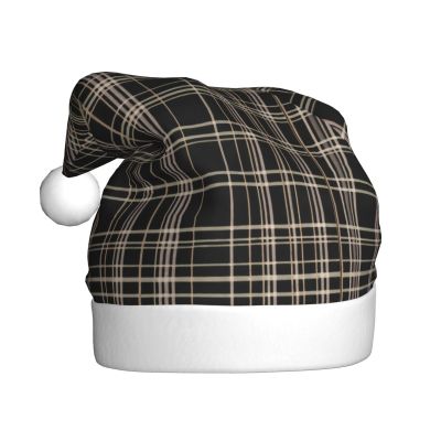 QAWJNK striped checked print Santa Claus hat, holiday decorative hat New Year's party headwear Christmas party hat