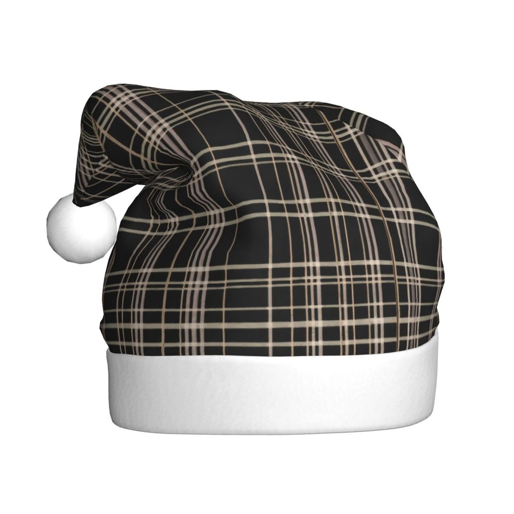 QAWJNK striped checked print Santa Claus hat, holiday decorative hat New Year's party headwear Christmas party hat