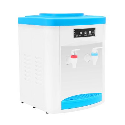 Top Loading Water Dispenser, 110V 550W Desktop Electric Water Dispenser 194 Hot and Cold Water Cooler Efficient Cooling & Heating for Bedroom Office Grocery Store & Cabinet (White + Blue)