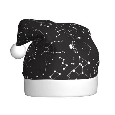 QAWJNK Starry divination constellation print Santa Claus hat, holiday decorative hat New Year's party headwear Christmas party hat