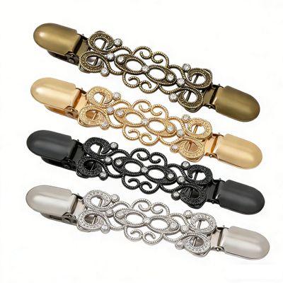4 Pcs Vintage Cinch Clips - Classic Style Waist Cincher & Clothes Tightener | For Dress, Shawl, Sweater, Cardigan, Pants - Womens Collar/Waist Fit Clips