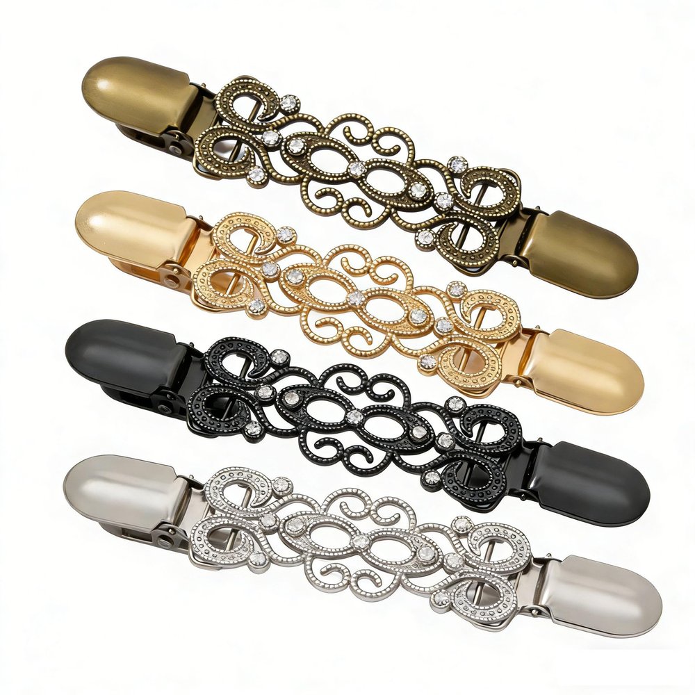 4 Pcs Vintage Cinch Clips - Classic Style Waist Cincher & Clothes Tightener | For Dress, Shawl, Sweater, Cardigan, Pants - Womens Collar/Waist Fit Clips