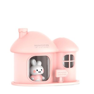Colorful LED Volcano Humidifier, Ultrasonic Cool Mist Auto Shut-Off Car Diffuser, 2 Fog Mode Ultra Quiet Humidifier USB-300ml for Winter Christmas Bedroom Home, Office Cute Bunny Cartoon (M351-Pink)