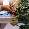 2025 Christmas Ornament Merry Christmas Berry Bow Pine Cone,Acrylic Hanging Accessories Christmas Tree Decoration for Party Holiday,Red Black Plaid Leaf Shape Xmas Pendant with Ribbons 8 Pieces view 3