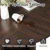 47" Round Dining Table for 4, Modern Fluted Circle Table with 2-Layer Storage and Sliding Door, Farmhouse Dinner Tables for Kitchen, Living Room, Brown view 4