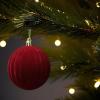 12Pcs Velvet Christmas Ornaments Balls Sets for Christmas, Shatterproof Ornaments Set, 8CM Red Flocked Ball Shatterproof Sets for Holiday Party Festival Indoor Home Shopping Mall Bedroom Window Store view 3