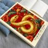 Chinese Lunar Year of the Snake Golden Art Print Traditional Oriental Home Decor Red Peony & Cloud Pattern Zodiac Wall Decor for Apartment Bedroom Living Room Office 24X36 in Unframed view 3