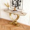59in Modern Narrow Console Table with Heart-Shaped Base White Slate Sofa Table Space-Saving Entryway Accent Table for Hallway/Foyer/Living Room(Gold C,100cm/39.4in) view 1