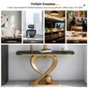 59in Modern Narrow Console Table with Heart-Shaped Base White Slate Sofa Table Space-Saving Entryway Accent Table for Hallway/Foyer/Living Room(Gold C,100cm/39.4in) view 3