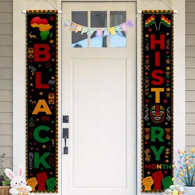 Black History Porch Banner Set African Heritage Porch Banner Black History Month Decorations for Front Door Outdoor Cultural Decor