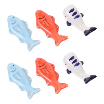 6pcs Fish Shaped Japanese Chopstick Rest Ceramic Kawaii Holder