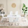 63" Marble Dining Table Set for 6Modern Dining Table Set for 6 with ChairsWhite Marble Wooden Tabletop with Heavy-Duty U-Shaped LegsStable and SturdyEasy AssemblyPerfect for Kitchen, Dining Room view 2