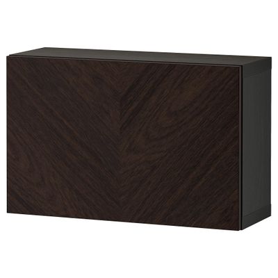ProTuning BEST Wall-mounted cabinet combination, black-brown Hedeviken/dark brown stained oak veneer, 60x22x38 cm