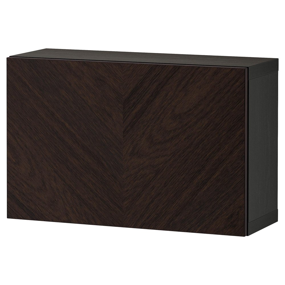 ProTuning BEST Wall-mounted cabinet combination, black-brown Hedeviken/dark brown stained oak veneer, 60x22x38 cm