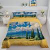 ANALTIRCE Twin Size Quilt Sets, Abstract Wheat Field Cypress Tree Pattern Quilt Bedding with 1 Matching Pillowcases, 2 Pieces Mountains Soft Medium Weight Comforter for All Season(68" x 86") view 2