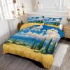 ANALTIRCE Twin Size Quilt Sets, Abstract Wheat Field Cypress Tree Pattern Quilt Bedding with 1 Matching Pillowcases, 2 Pieces Mountains Soft Medium Weight Comforter for All Season(68" x 86") view 3